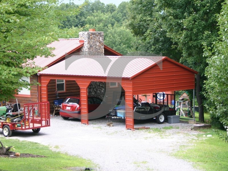 Carport | Vertical Roof | 22W x 26L x 9H | 1 Extended Gable | Side Entry Carport | Vertical Roof | 22W x 26L x 9H | 1 Extended Gable | Side Entry